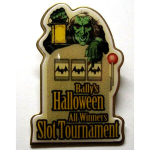 Atlantic City Halloween Badge Bally's Casino Pinback Enamel Green Face Zombie